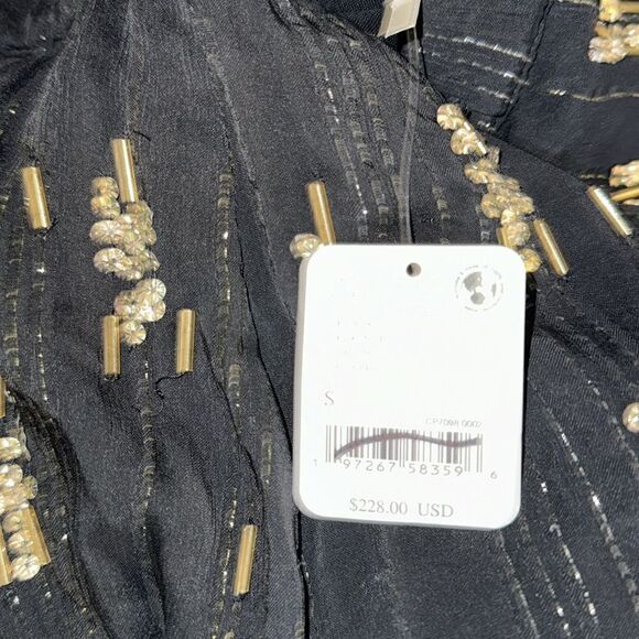 FREE PEOPLE SHINE FOR YOU MINI SKIRT BLACK AND GOLD EMBELLISHMENT NWT - Picture 10 of 11